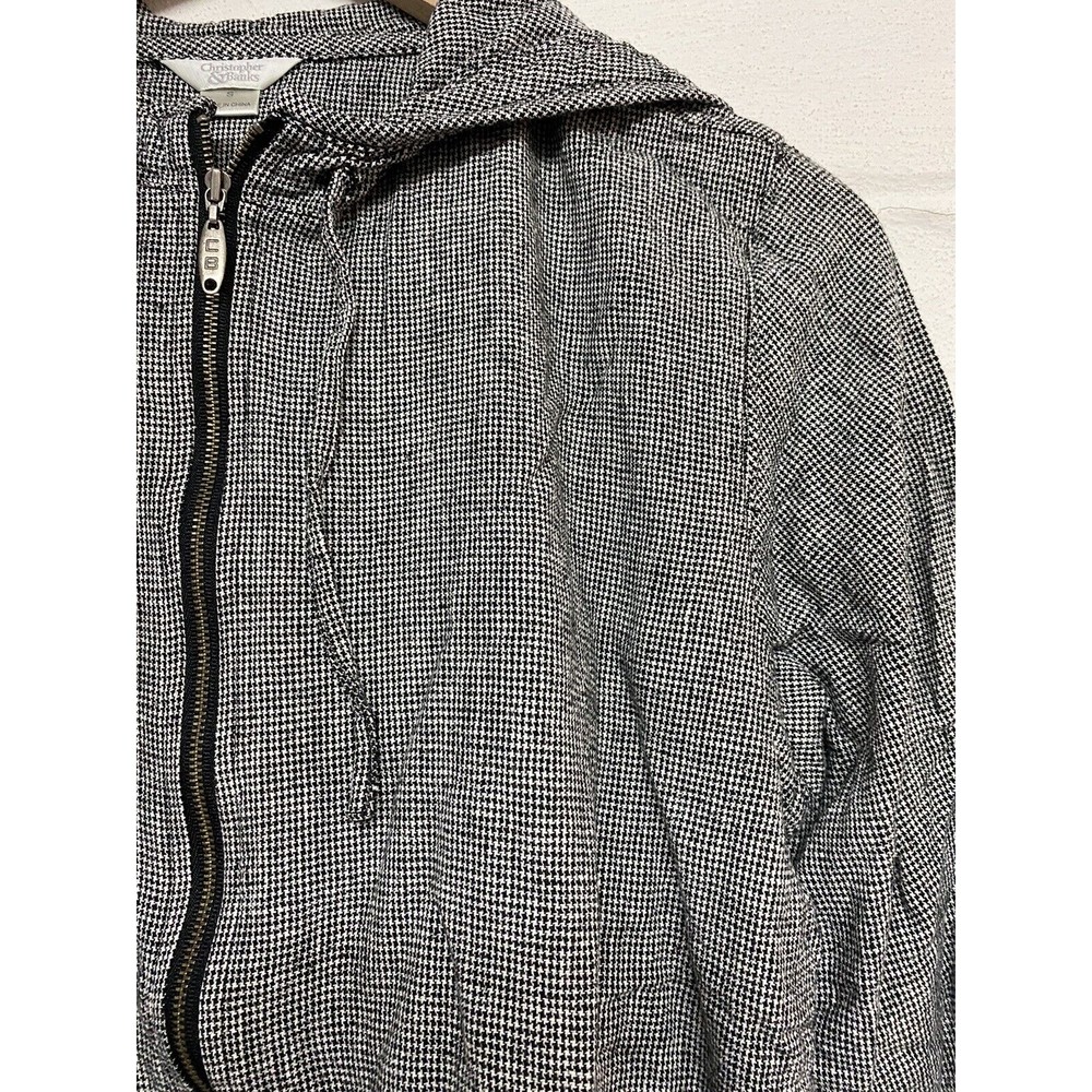 Christopher & Banks Full Zip Jacket Lightweight Women Sz Small Black White Linen - Picture 5 of 6